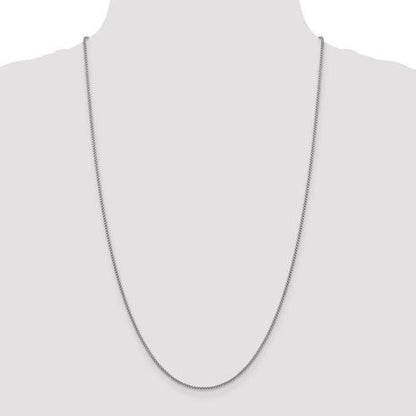 14k white gold 1.5mm round box bracelet anklet choker necklace pendant chain lobster clasp