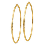 Afbeelding in Gallery-weergave laden, 14K Yellow Gold 3.35 inch Diameter Extra Large Giant Gigantic Diamond Cut Round Classic Hoop Earrings Lightweight 85mm x 3mm
