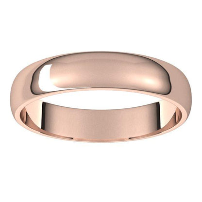 14k rose gold 4mm wedding anniversary promise ring band half round light