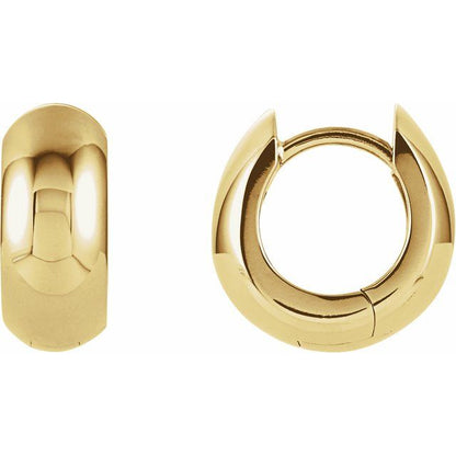 14k yellow gold polished huggie hinged hoop earrings 12.7mm x 5.5mm