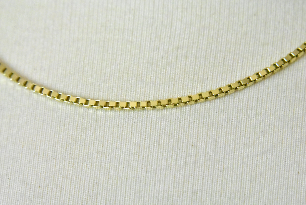 10k yellow gold 2mm box bracelet anklet choker necklace pendant chain