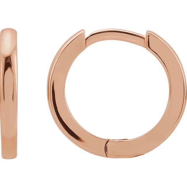 platinum 14k solid yellow rose white gold 15mm classic round huggie hinged hoop earrings