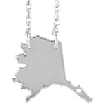 Ladda upp bild till gallerivisning, 14k Gold 10k Gold Silver Alaska State Map Necklace Heart Personalized City
