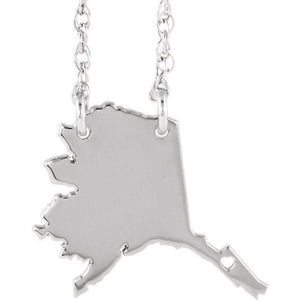 14k Gold 10k Gold Silver Alaska State Map Necklace Heart Personalized City