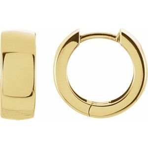 14k yellow gold polished huggie hinged hoop earrings 14mm x 5mm