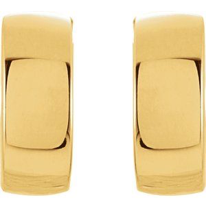 14k Yellow Gold Polished Huggie Hinged Hoop Earrings 14mm x 5mm