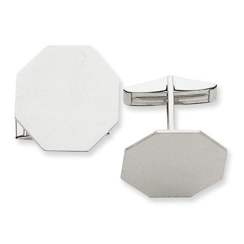 14k white gold octagonal cufflinks cuff links engraved personalized monogram
