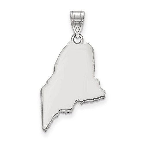 14K Gold or Sterling Silver Maine ME State Map Pendant Charm Personalized Monogram
