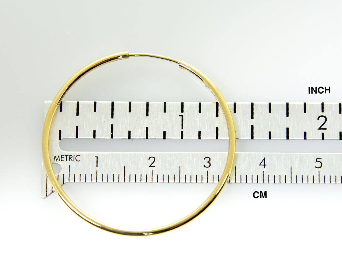 14k yellow gold classic endless round hoop earrings 30mm x 1.5mm