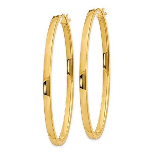 14k yellow gold classic large oval hoop earrings 55mm x 40mm x 3mm