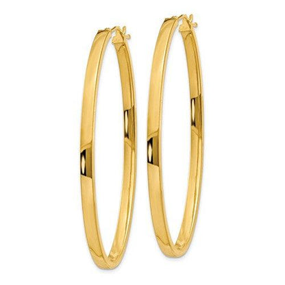 14k yellow gold classic large oval hoop earrings 55mm x 40mm x 3mm