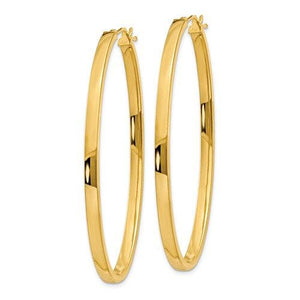 14k Yellow Gold Classic Large Oval Hoop Earrings 55mm x 40mm x 3mm
