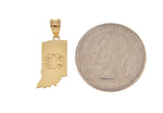 Load image into Gallery viewer, 14K Gold or Sterling Silver Indiana IN State Map Pendant Charm Personalized Monogram
