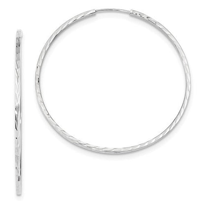 14k white gold diamond cut square tube round endless hoop earrings 49mm x 1.35mm