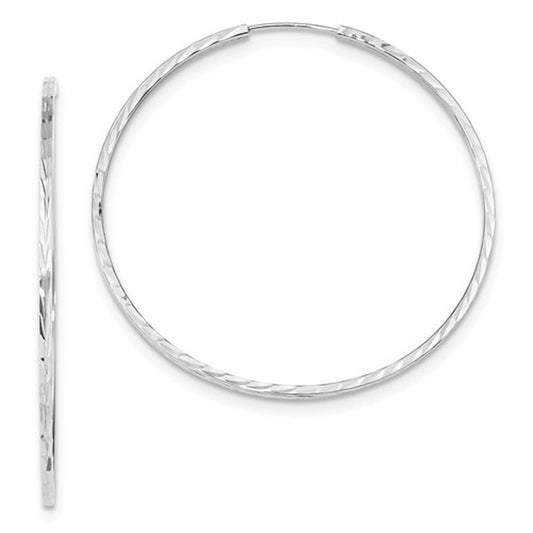 14k white gold diamond cut square tube round endless hoop earrings 49mm x 1.35mm