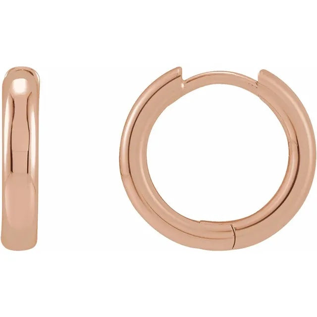 14k solid yellow rose white gold 15mm round endless hinged hoop earrings custom made to order