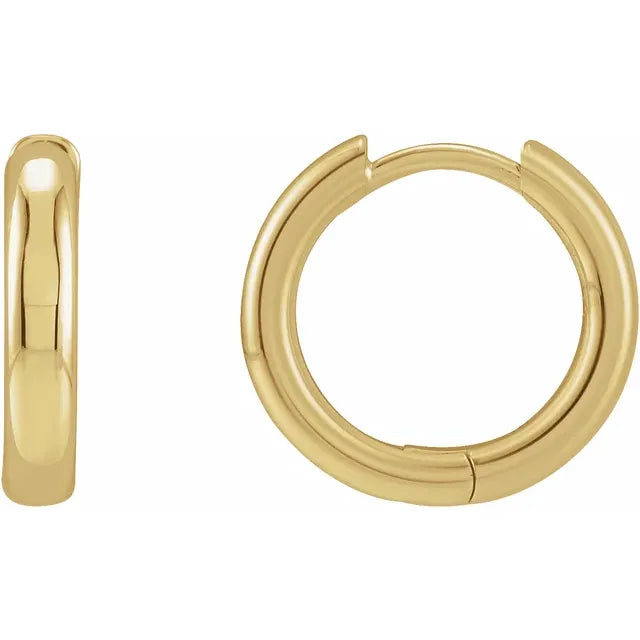 14k solid yellow rose white gold 15mm round endless hinged hoop earrings custom made to order