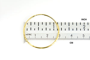 14k Yellow Gold Diamond Cut Satin Endless Round Hoop Earrings 30mm x 1.25mm