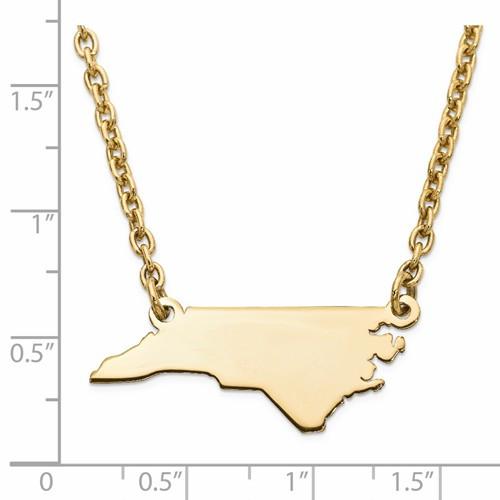 14K Gold or Sterling Silver North Carolina NC State Name Necklace Personalized Monogram