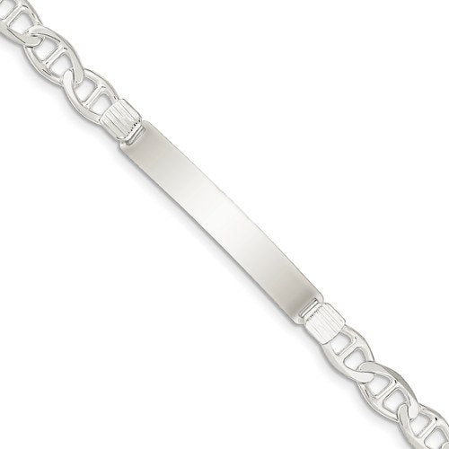 solid sterling silver engravable anchor link id bracelet engraved personalized name initials dates