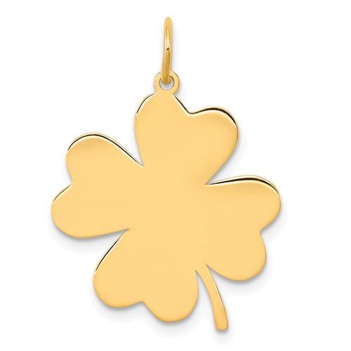 14k yellow gold clover shamrock pendant charm engraved personalized monogram