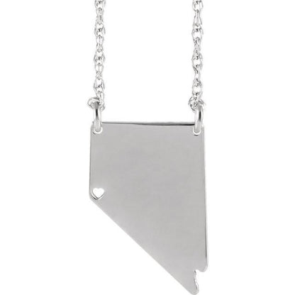 14k gold 10k gold silver nevada nv state map necklace heart personalized city
