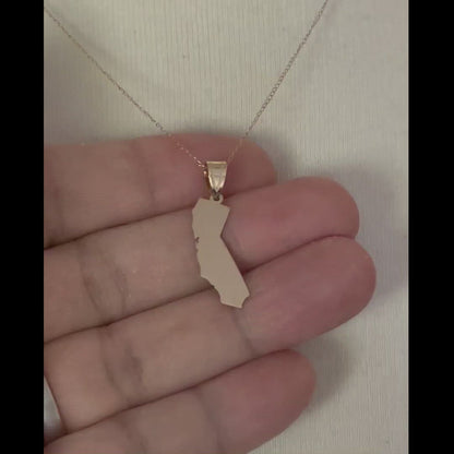 14K Gold or Sterling Silver California CA State Pendant Charm Personalized Monogram