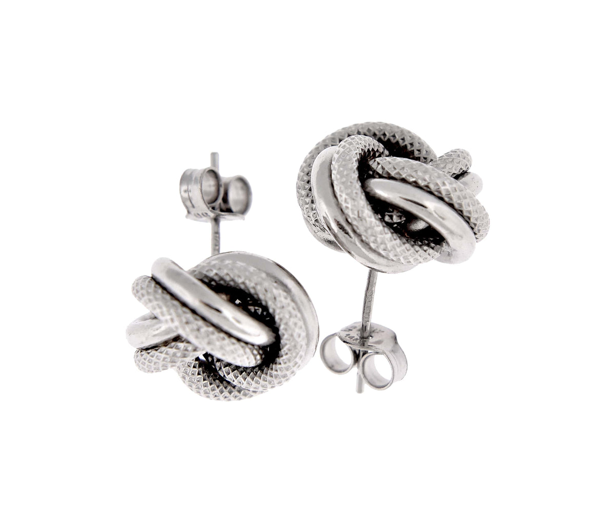 14k white gold 12mm classic love knot earrings post stud earrings