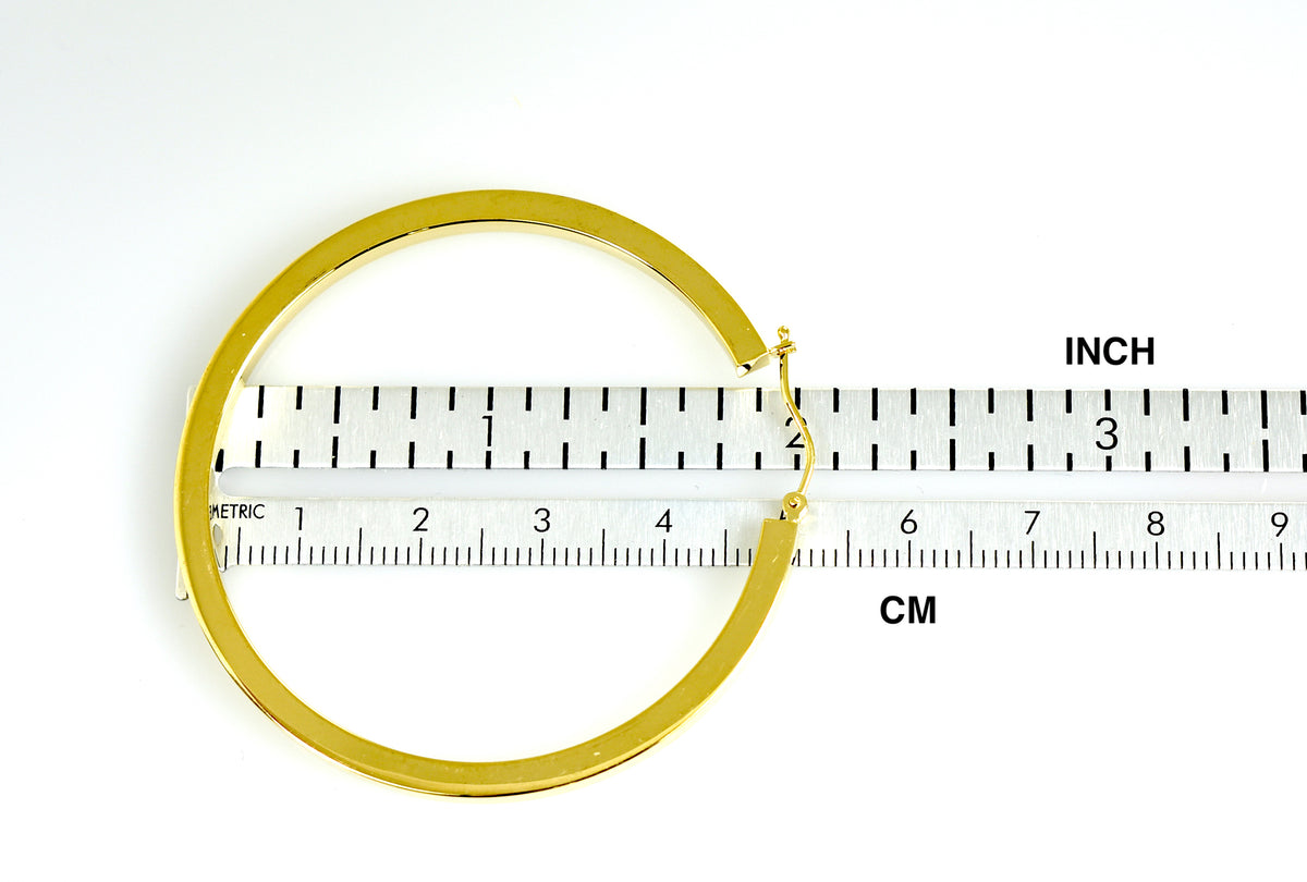 10k yellow gold classic square tube round hoop earrings 52mm x 3mm