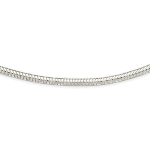 sterling silver 6mm reversible round to flat omega cubetto choker necklace pendant chain