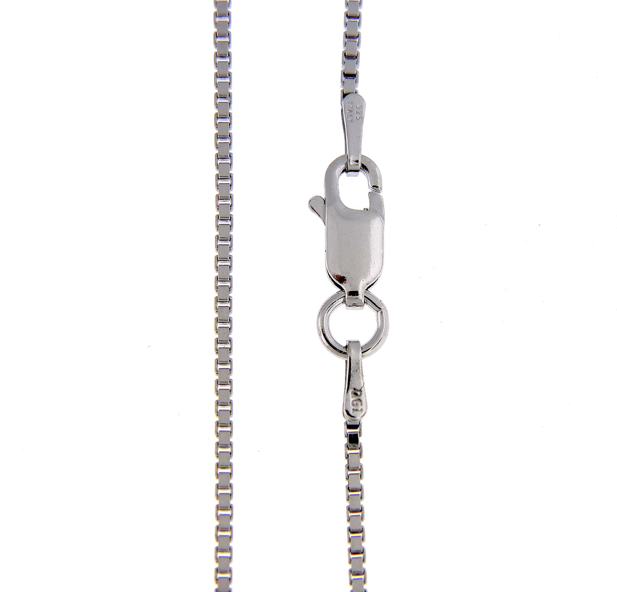 sterling silver 1.25mm rhodium plated box necklace pendant chain with lobster clasp
