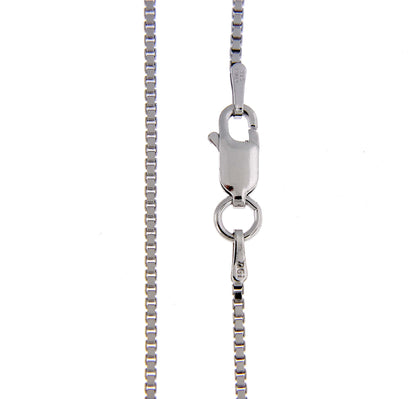 sterling silver 1.25mm rhodium plated box necklace pendant chain with lobster clasp