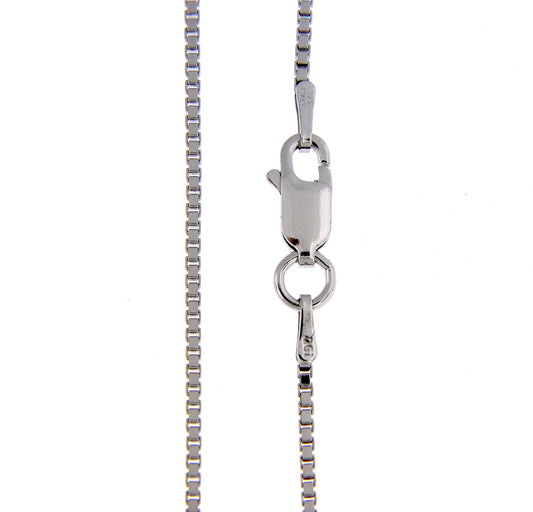 sterling silver 1.25mm rhodium plated box necklace pendant chain with lobster clasp