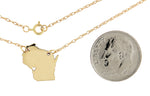 Indlæs billede til gallerivisning 14k Gold 10k Gold Silver Wisconsin WI State Map Necklace Heart Personalized City

