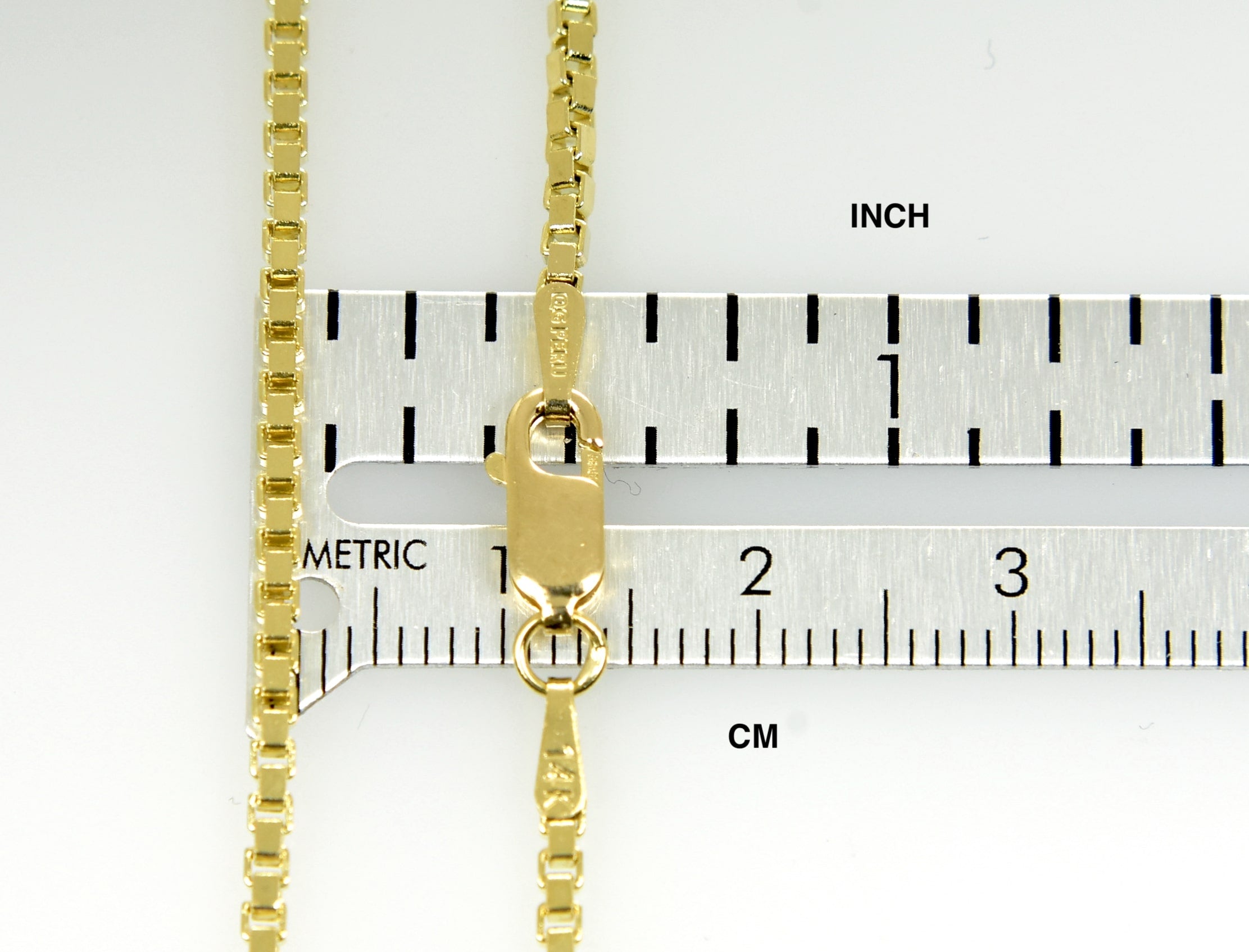 14K Yellow Gold 1.9mm Box Bracelet Anklet Choker Necklace Pendant Chain