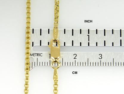 14k yellow gold 1.9mm box bracelet anklet choker necklace pendant chain