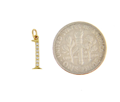 14k yellow rose white gold .04 ctw diamond tiny petite lowercase letter l initial alphabet pendant charm necklace