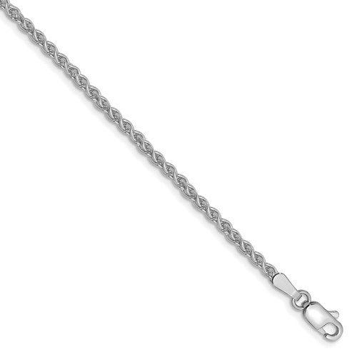 14k white gold 2mm spiga wheat bracelet anklet choker necklace pendant chain