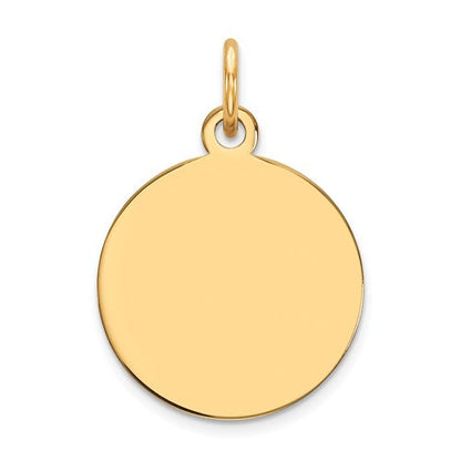 14k yellow gold 14mm round disc pendant charm letter initial engraved personalized monogram