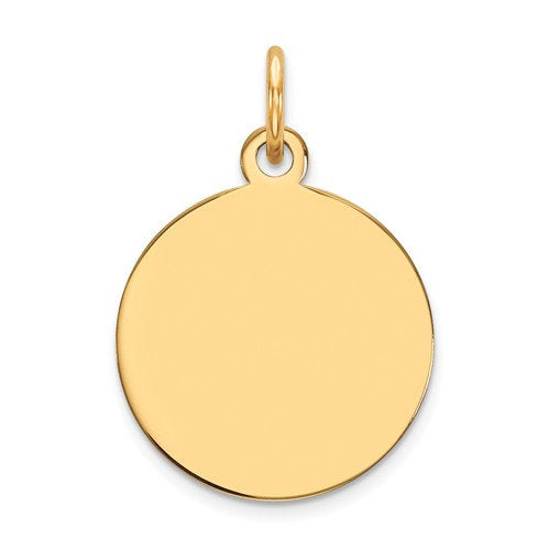 14k yellow gold 14mm round disc pendant charm letter initial engraved personalized monogram