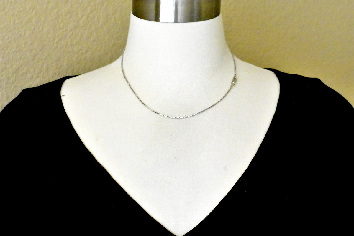 sterling silver 1.25mm rhodium plated box necklace pendant chain with lobster clasp