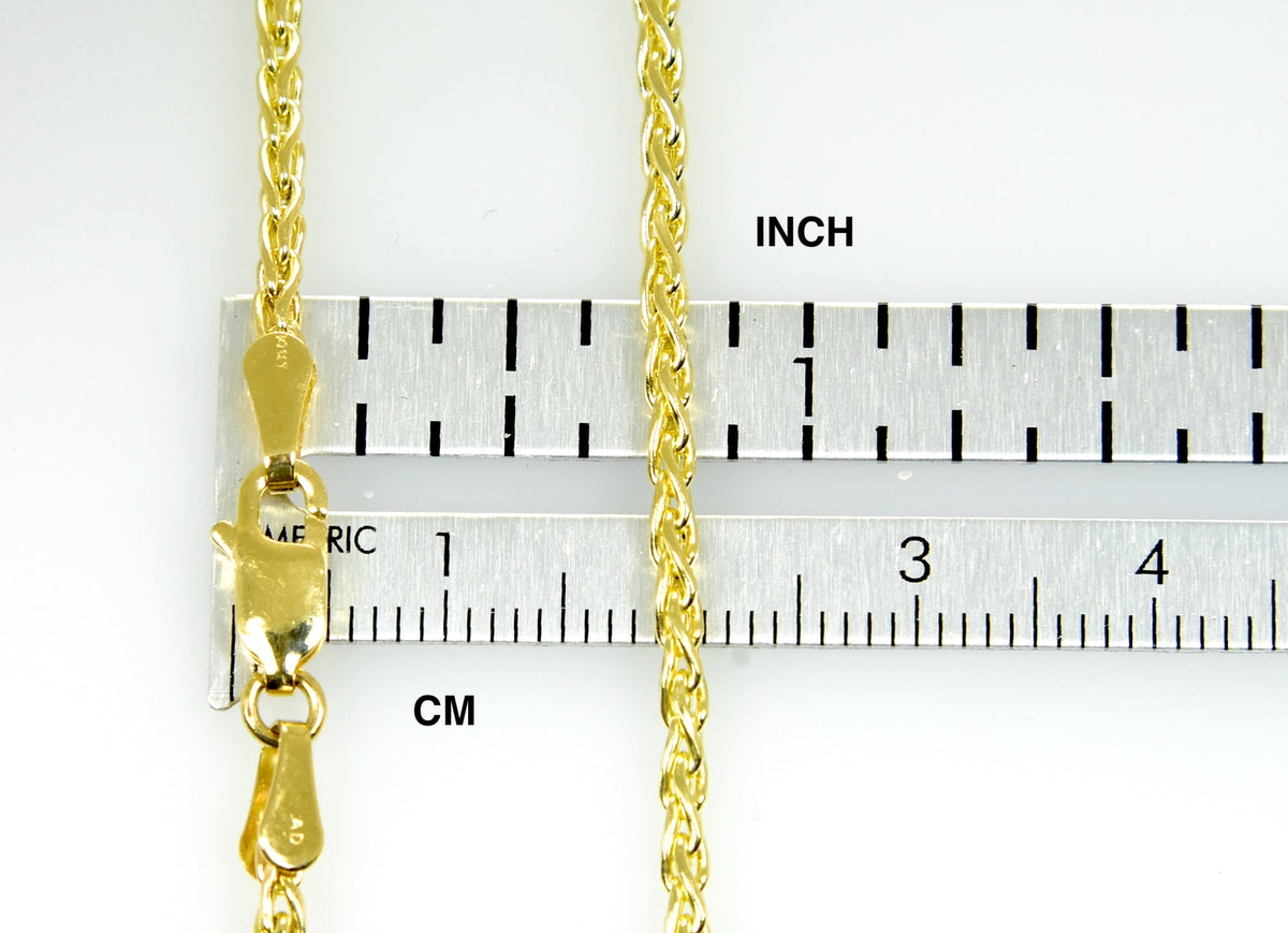 14k yellow gold 2.25mm parisian wheat bracelet anklet choker necklace pendant chain