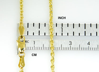 14k yellow gold 2.25mm parisian wheat bracelet anklet choker necklace pendant chain