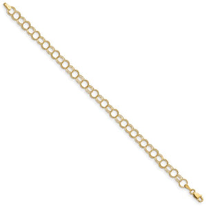 14K Solid Yellow Gold 6mm Triple Link Charm Bracelet Chain Lobster Clasp