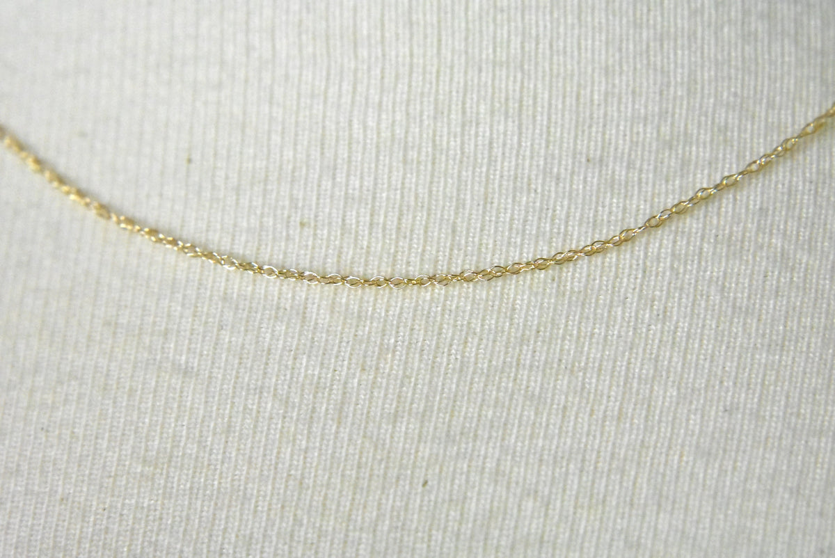 14k yellow gold 0.6mm thin cable rope necklace choker pendant chain