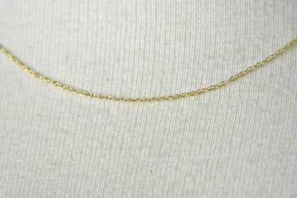 14k yellow gold 0.6mm thin cable rope necklace choker pendant chain