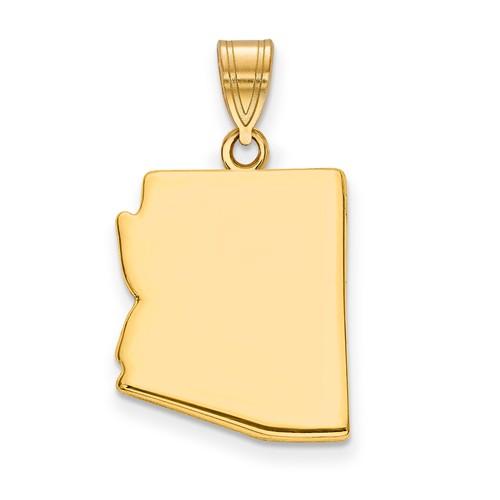 14K Gold or Sterling Silver Arizona AZ State Pendant Charm Personalized Monogram