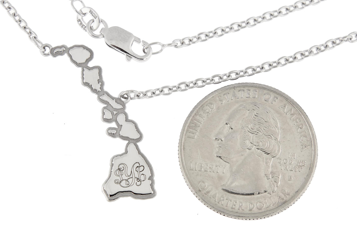 14k gold or sterling silver hawaii hi state necklace personalized monogram