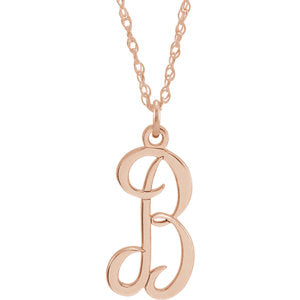 14k Gold or Silver Letter B Script Initial Alphabet Pendant Charm Necklace