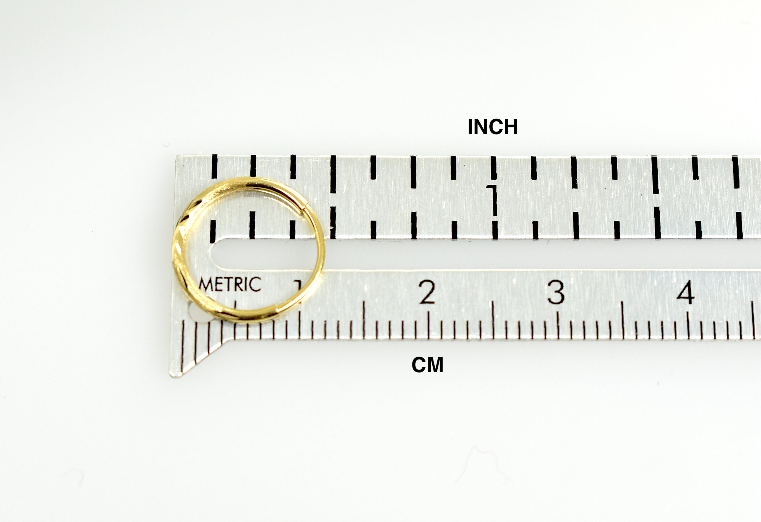 14k Yellow Gold Diamond Cut Satin Endless Round Hoop Earrings 13mm x 1.25mm